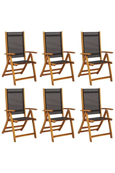 Concept Πτυσσόμενες καρέκλες κήπου 6 τεμαχίων, από μασίφ ξύλο ακακίας και tex...
