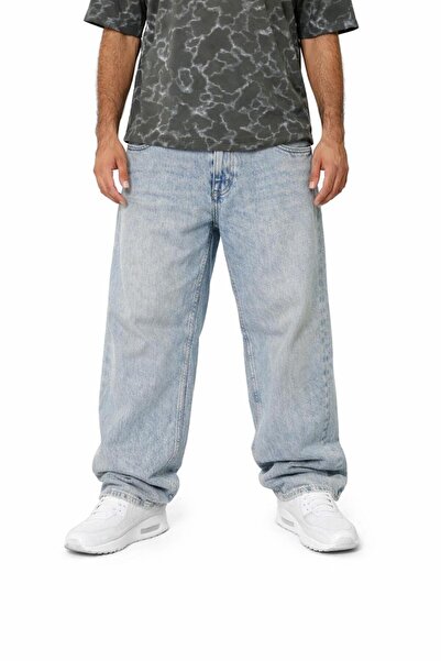 Guess Jeans Men’s Baggy Fit Sand Wash Blue Jeans – Mid Rise Vintage Relaxed D...