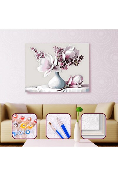Empressco Sayılarla Boyama Seti Çerçeveli Kasnaklı Zarif Manolya 40 x 50 cm