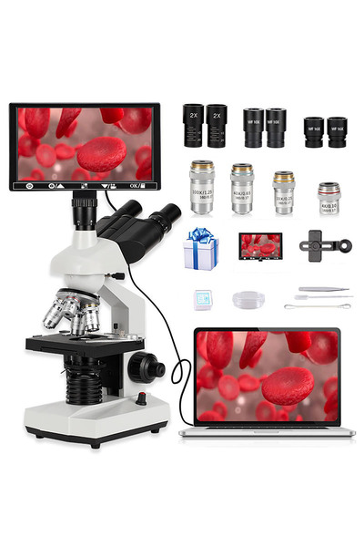 fuleniao microscope مجهر ثلاثي العدسات، مجهر للأطفال، مجهر علمي احترافي، تكبي...