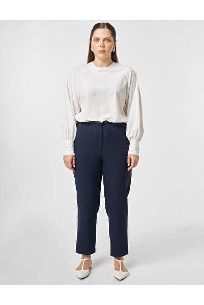 Kayra İnce K Belt I Pipe Leg Trousers Dark Navy Blue