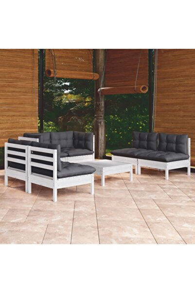 Concept Σετ επίπλων κήπου με μαξιλάρια, 7 τεμάχια, από μασίφ ξύλο πεύκου