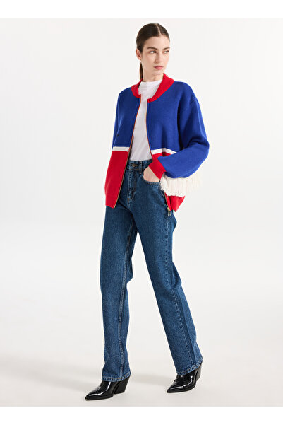 2wins Yüksek Bel Bootcut Paça Düz Mavi Kadın Denim Pantolon Ma Cherie