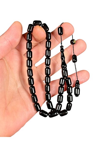 TESBİH ADAM Μαύρες Κάψουλες Κεχριμπάρι Κομμένες σε Σχήμα Κυψέλης 7 x 10.5 χιλ.