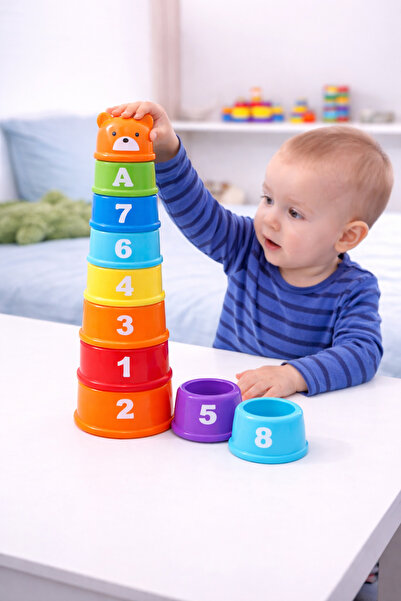 Generic لعبة أكواب تعليمية للأطفال 9 قطع – تسلية وفائدة في نفس الوقت 🧸🌈