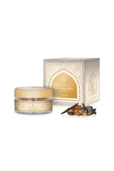 Al Rehab perfumes Sultan Al Oud Frankincense, 60 grams, yellow in color.