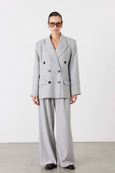 FACETTE Двобортний оверсайз блейзер Rufe світло-сірого кольору