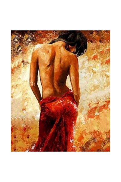 Empressco Tutkulu Kadın Sayılarla Boyama Seti Çerçeveli Kasnaklı 40x50 cm