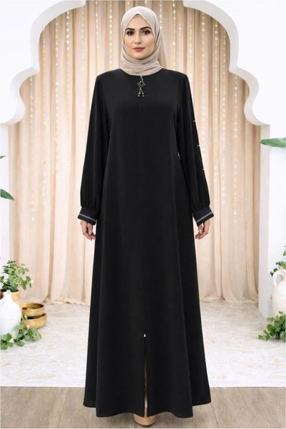 TRENDTESETTÜR KADIN SİYAH FERMUARLI FERACE T 0200