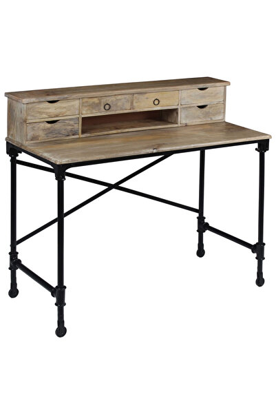 Concept Birou de scris, lemn masiv de mango și oțel, 110 x 50 x 96 cm