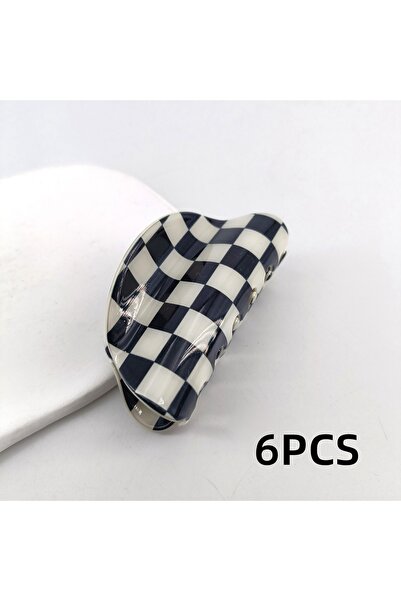 Choice9 6PCS-B 3.15inch Colorful Checkered Rectangle Hair Claw Clips For Wome...