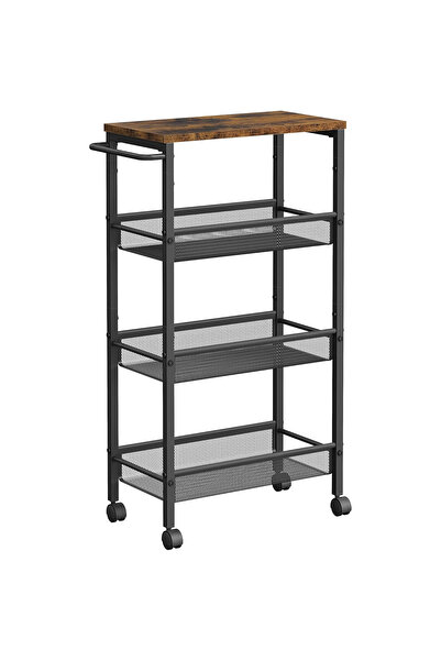 VASAGLE Στενό καρότσι κουζίνας με ρόδες, 4 επίπεδα, μεταλλικό πλαίσιο, 22x46x...