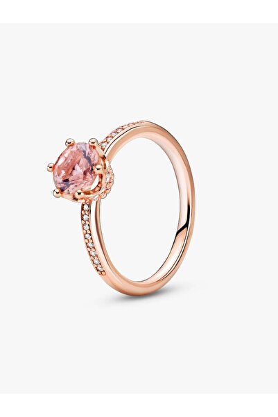 Pandora خاتم سوليتير مرصع بتاج وردي متلألئ