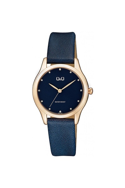Q&Q Ceas QZ51J102Y, carcasa Rose Gold, 33mm, cadran bleumarin, curea piele bl...
