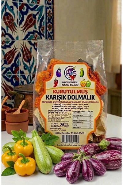 HASAYİNTAP Antep Dolmalık Karışık Kuruluk 1 İp 45-50 Adet (Patlıcan-Biber-Kabak)