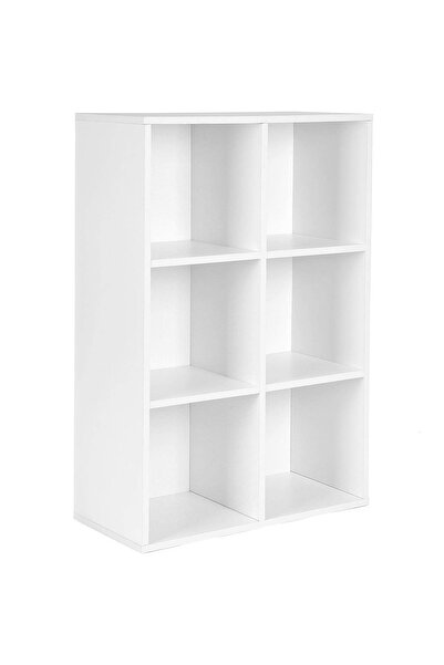 VASAGLE 6-Compartment Bookshelf, Cube Storage Rack, 66x30x98cm, White