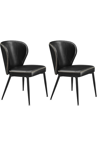 VASAGLE Set of 2 EKHO Dining Chairs, Faux Leather Upholstery with Stitching, ...