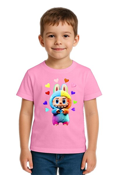 SEDİRLİ Unisex Labubu Printed Children's T-Shirt Cotton Count Combed Cotton F...