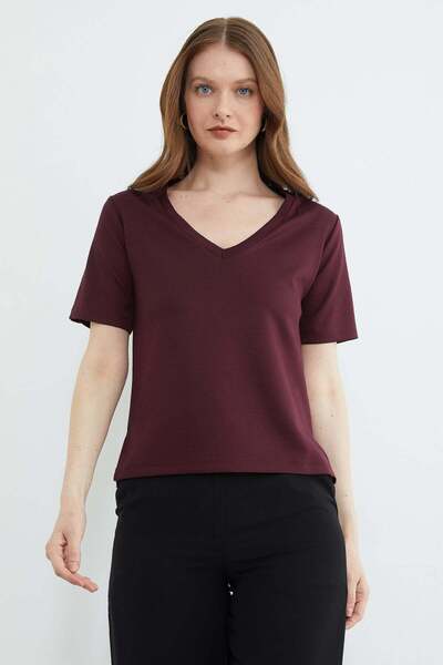 Fulla Moda basic Tricou cu decolteu în V modal