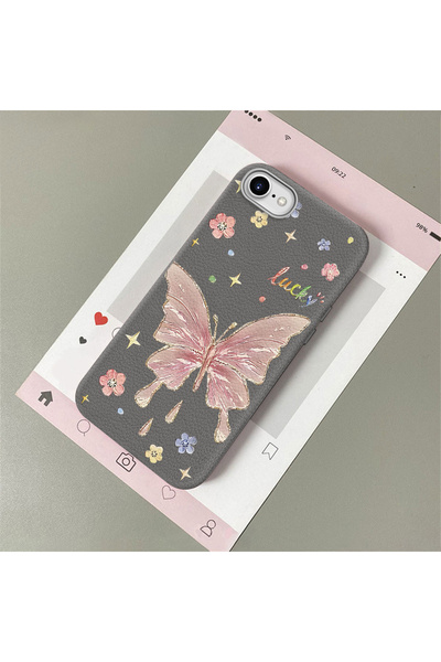 CASEVIBE iPhone 7/8/SE 2020 2022 Uyumlu Güzel kelebek desenli deri dokulu tel...