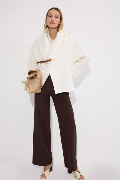 Touché Privé Satin Jacket with Leather Belt