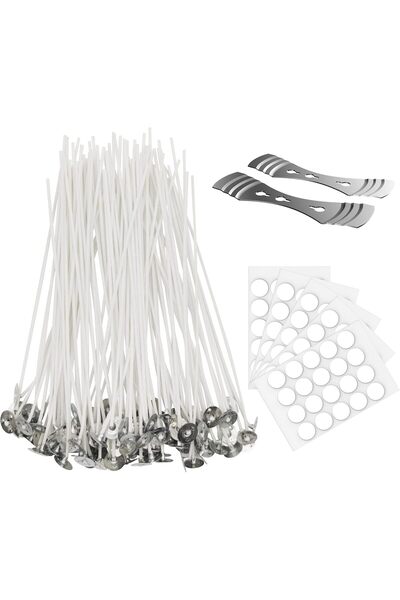 Arabest 100-Piece Cotton Wick Making Kit with Centering Devices and Stickers