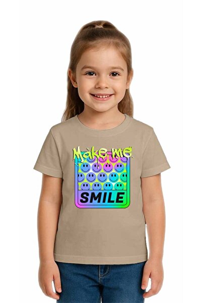 SEDİRLİ Unisex Smile Printed Kids T-Shirt, Cotton Count Combed Cotton Fabric
