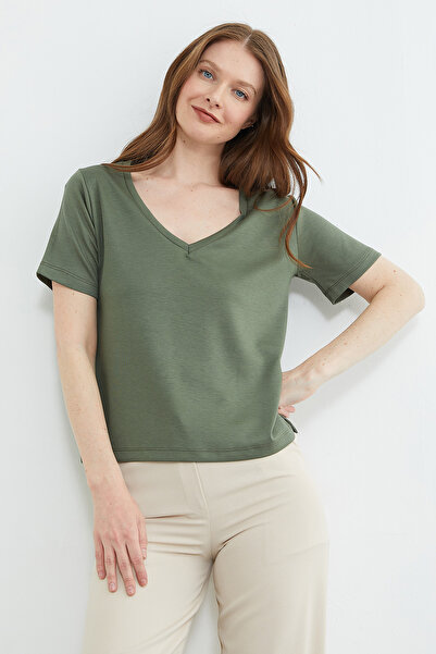 Fulla Moda basic Tricou cu decolteu în V modal