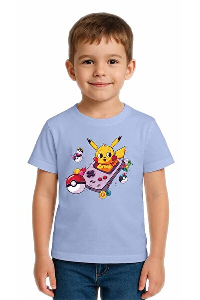 SEDİRLİ تي شيرت بيكاتشو مطبوع للأطفال للجنسين، مصنوع من قماش قطني ممشط قطن قطعة