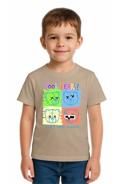 SEDİRLİ Unisex Teddy Bear Printed Kids T-Shirt Cotton Count Combed Cotton Fabric