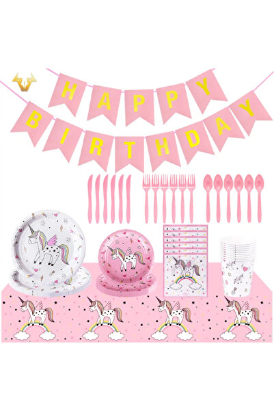 Other Party Supplies Pink 72 Piece Set Children's Rainbow Birthday Party Supp...