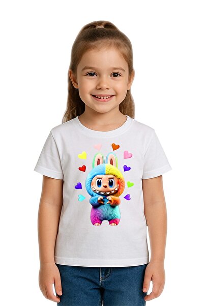 SEDİRLİ Unisex Labubu Printed Children's T-Shirt Cotton Count Combed Cotton F...