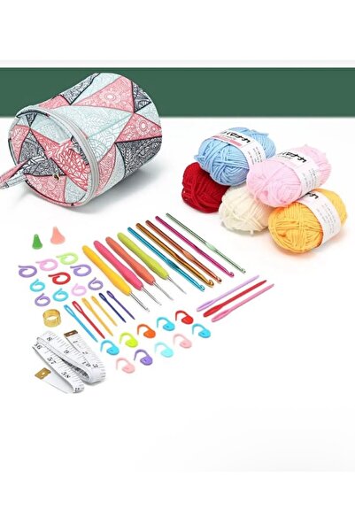 atlas hobi 44 Parça Tığ Seti Çantalı – Amigurumi Başlangıç Kiti, İplik Dahil