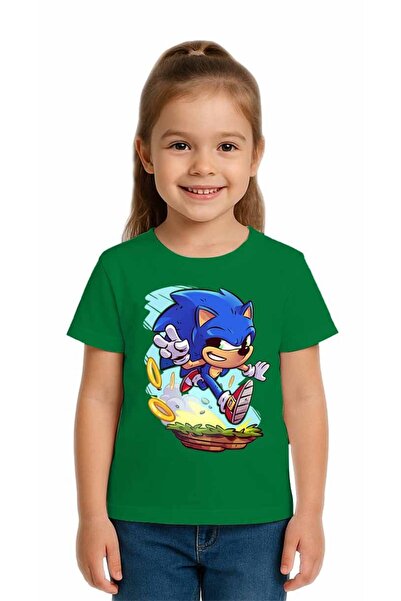 SEDİRLİ تي شيرت سونيك مطبوع للأطفال للجنسين، مصنوع من قماش قطني ممشط قطن