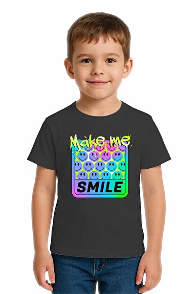 SEDİRLİ Tricou unisex Smile cu imprimeu pentru copii, bumbac moale țesături d...