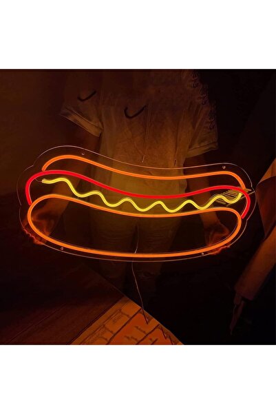 Slasa Hot Dog LED Neon Sign with 6 mm Acrylic Base Kitchen Decor 50x20 cm
