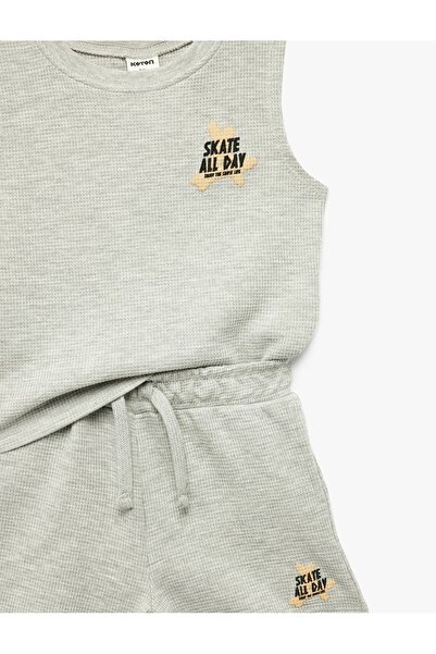 Koton Kids Baby Boy Cotton Piece Printed Tank Top and Shorts Set - Set of 2