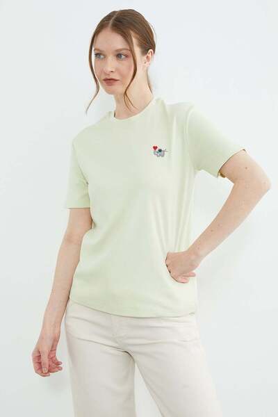 Fulla Moda Tricou guler rotund cu broderie elefant