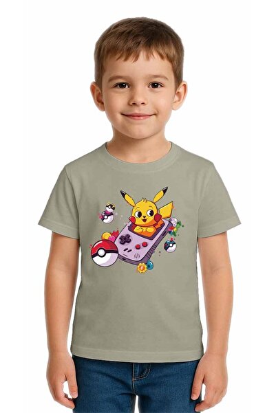 SEDİRLİ تي شيرت بيكاتشو مطبوع للأطفال للجنسين، مصنوع من قماش قطني ممشط قطن قطعة