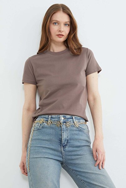 Fulla Moda Basic T-shirt με Γιακά Crew