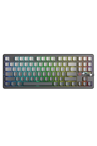 Aula F87 PRO V2 Mekanik RGB TKL GrayWood V4 Switch Kablosuz Makrolu Hot Swap ...