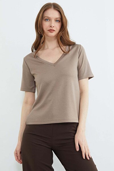 Fulla Moda basic Tricou cu decolteu în V modal