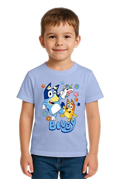 SEDİRLİ Unisex Bluey Printed Kids T-Shirt Cotton Count Combed Cotton Fabric