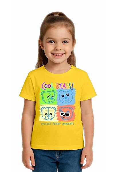SEDİRLİ Unisex Teddy Bear Printed Kids T-Shirt Cotton Count Combed Cotton Fabric