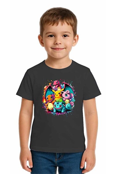SEDİRLİ Tricou unisex Pokemon cu imprimeu pentru copii, bumbac moale piese di...