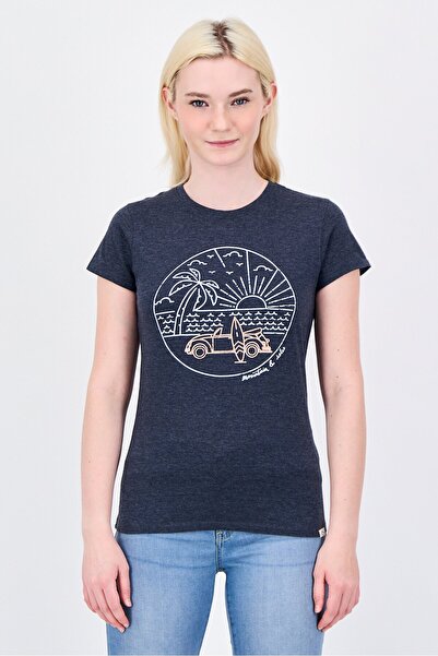 Mountain And Isles Women Crew Neck Short Sleeve Graphic Print T-Shirt, Heathe...