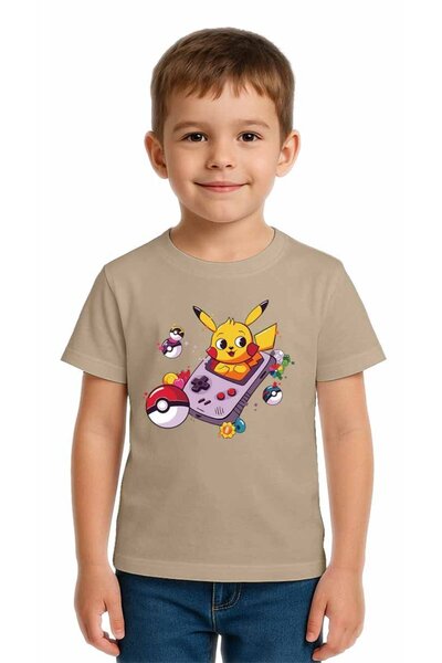 SEDİRLİ تي شيرت بيكاتشو مطبوع للأطفال للجنسين، مصنوع من قماش قطني ممشط قطن قطعة