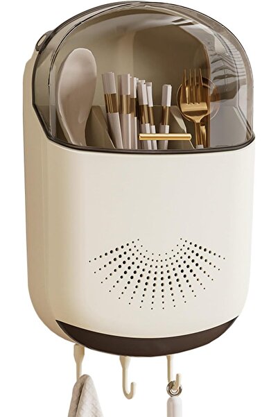 Arabest Multi-Functional Cutlery Rack with Cover,Dustproof Drainage