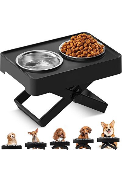 Arabest أوعية طعام مرتفعة للكلاب مصنوعة من الفولاذ المقاوم للصدأ، مع حامل قاب...