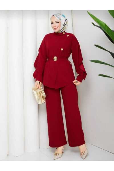 ECK MODA Γυναικείο Σετ Τεσεττούρ με Κουμπιά στο Μπροστινό Μέρος του Γιακά και...